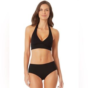 Anne Cole Halter Bikini Top Black D swim